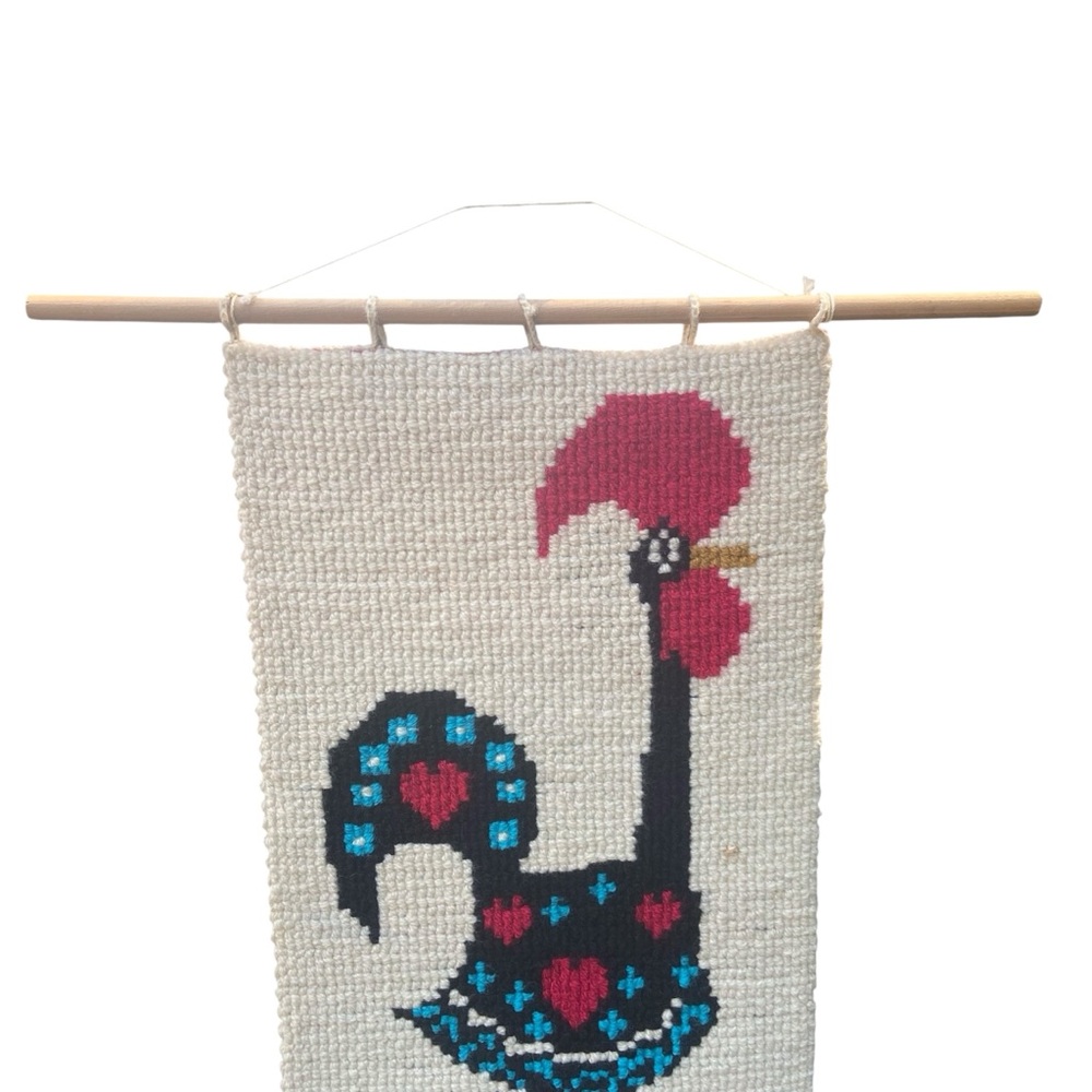 Vintage Portugal Rooster Textile Wall Hanging Folk Art - Picture 2 of 14